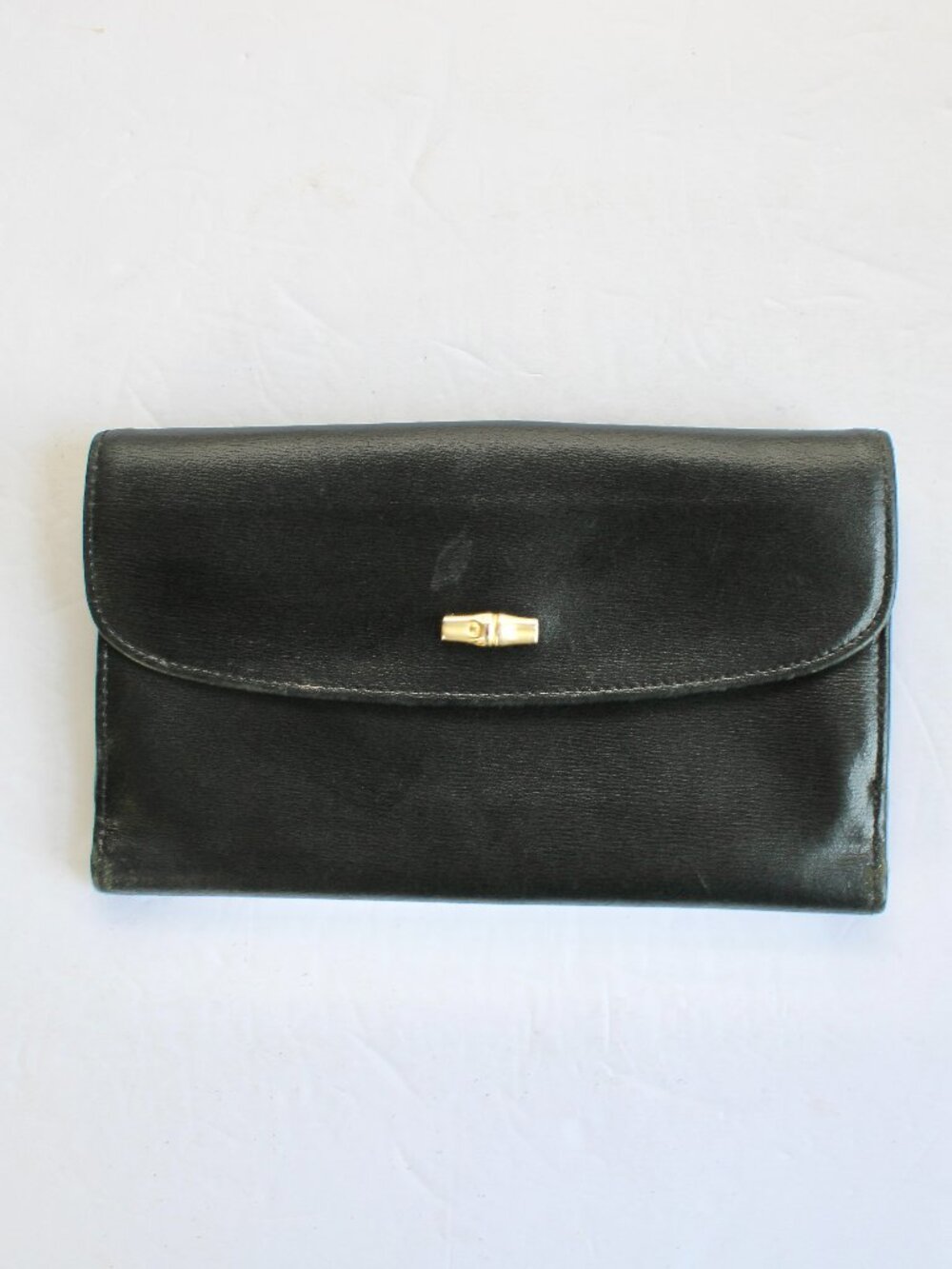 Longchamp Le Roseau Vintage Leather Checkbook Wallet Made In France